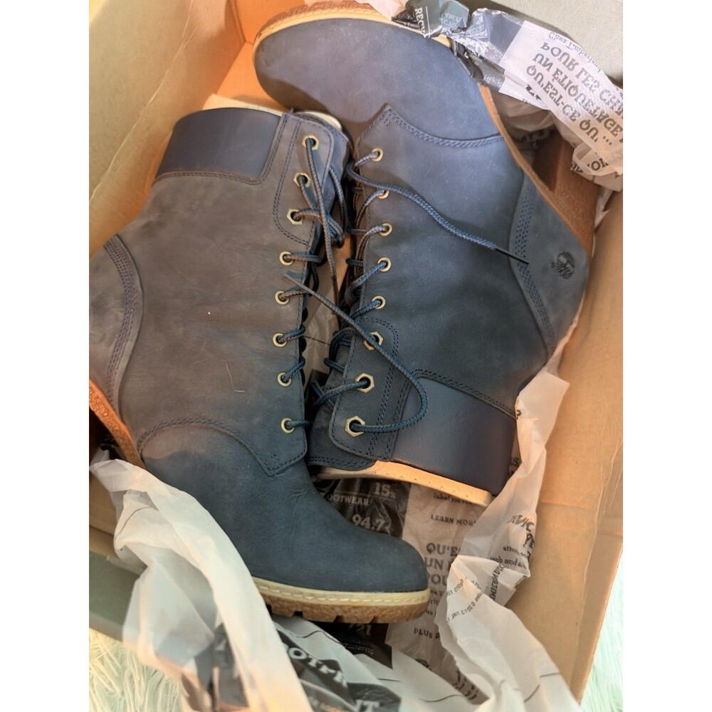 Timberland Women's Boots Navy  Tillston Booties Suede Lace Up Porthole Size 9.